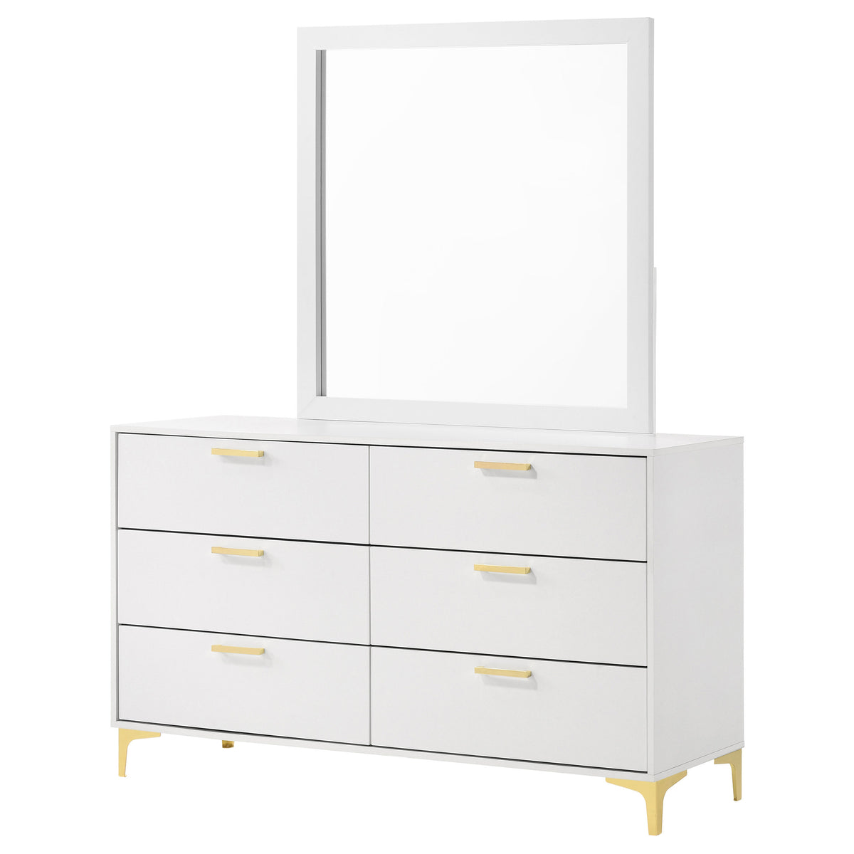 Kendall 6-drawer Dresser - White, With Mirror