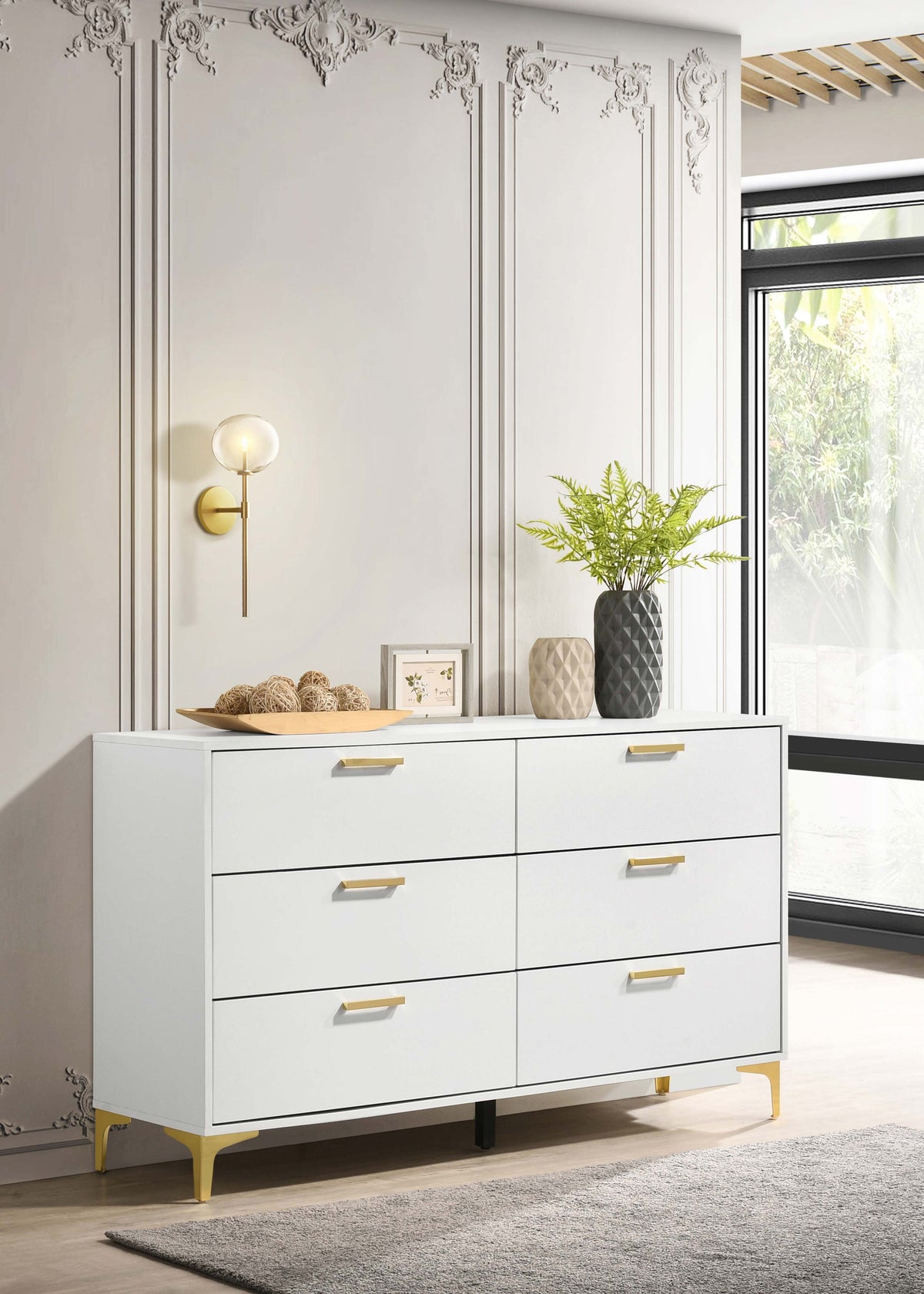 Kendall 6-drawer Dresser - White, Without Mirror
