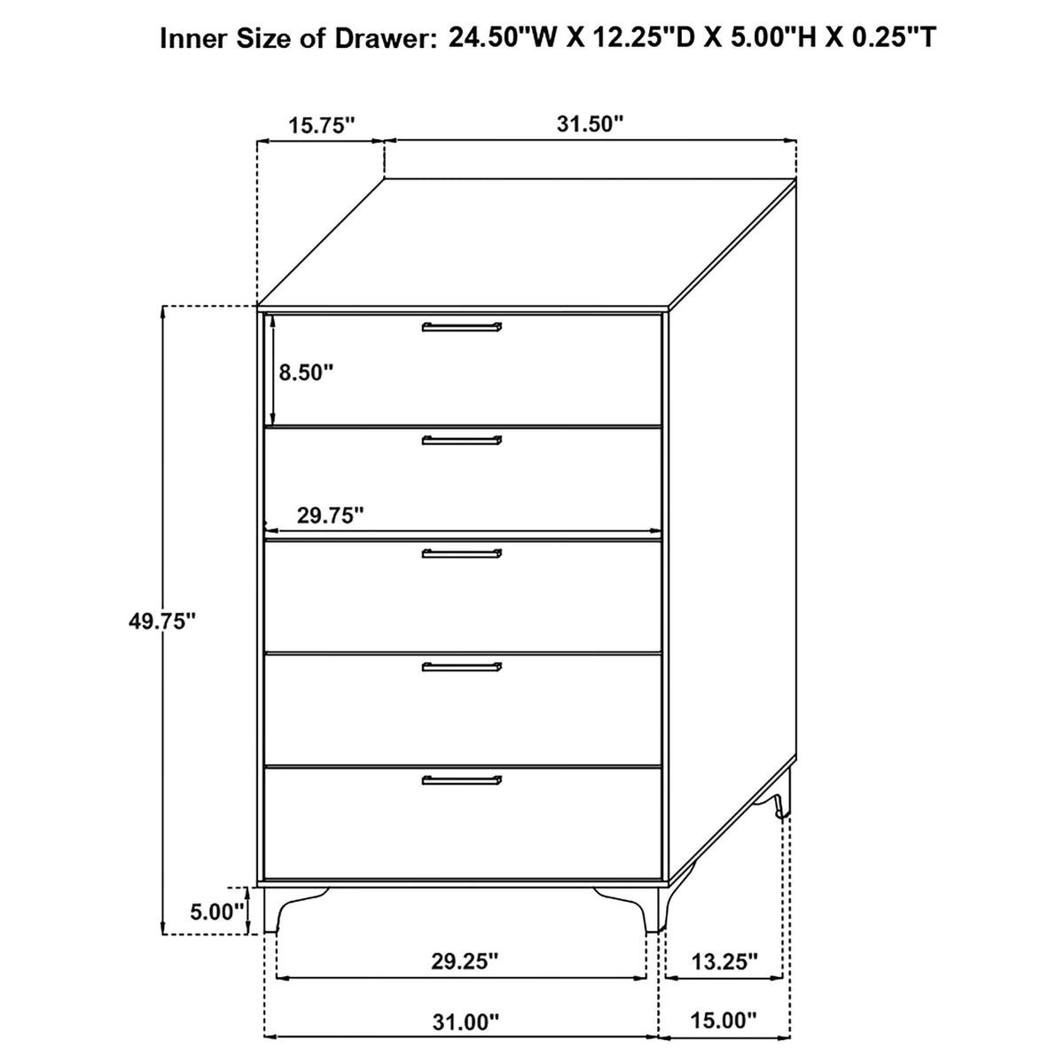 Kendall 5-drawer Bedroom Chest - White