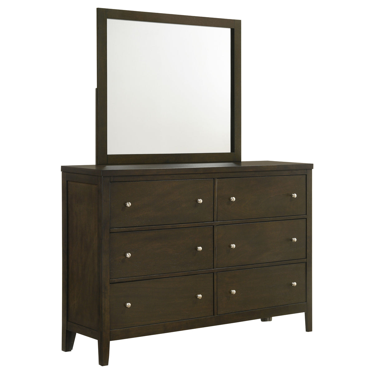 Wilkes Transitional 6-Drawer Dresser Dark Cocoa - With Mirror