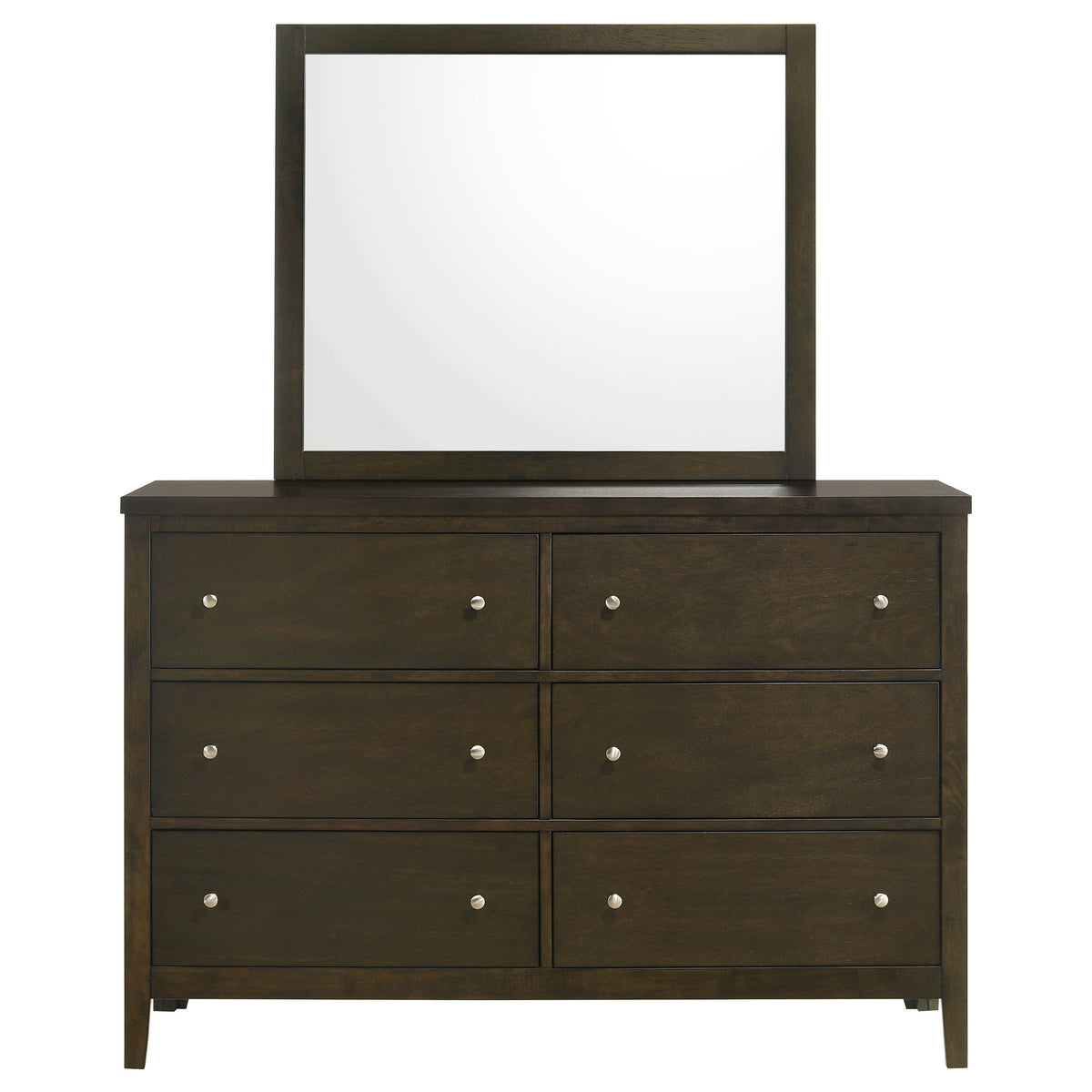 Wilkes Transitional 6-Drawer Dresser Dark Cocoa - With Mirror