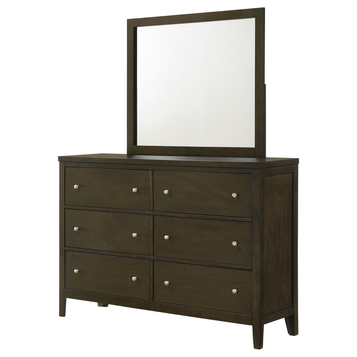 Wilkes Transitional 6-Drawer Dresser Dark Cocoa - With Mirror