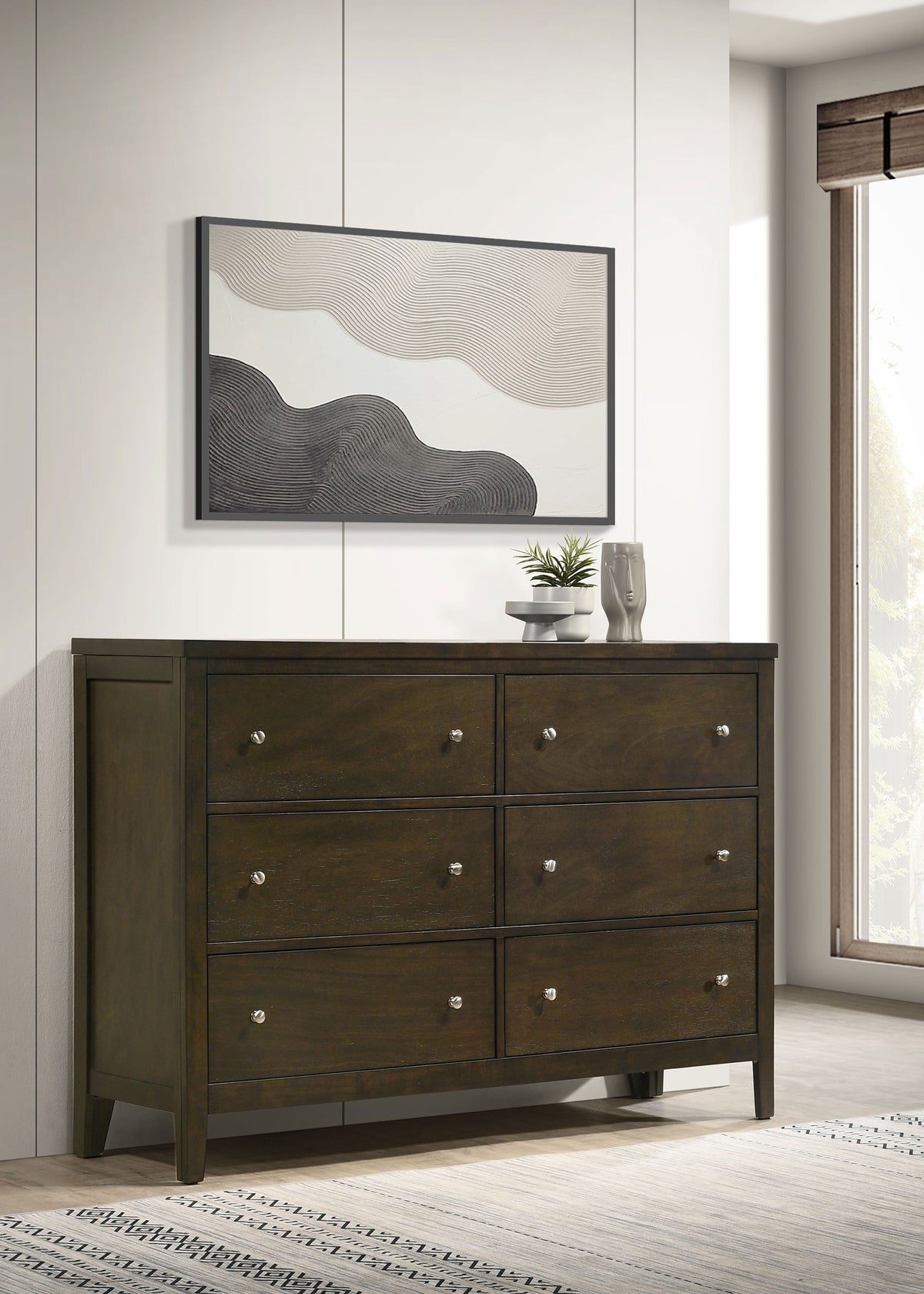 Wilkes Transitional 6-Drawer Dresser Dark Cocoa - Without Mirror