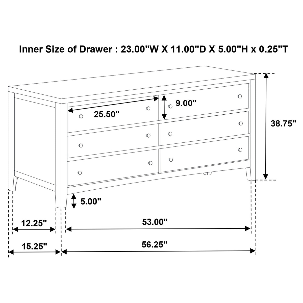 Wilkes Transitional 6-Drawer Dresser Dark Cocoa - Without Mirror