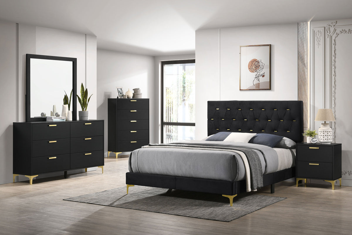 Kendall Upholstered Panel Bed - Eastern King, Black