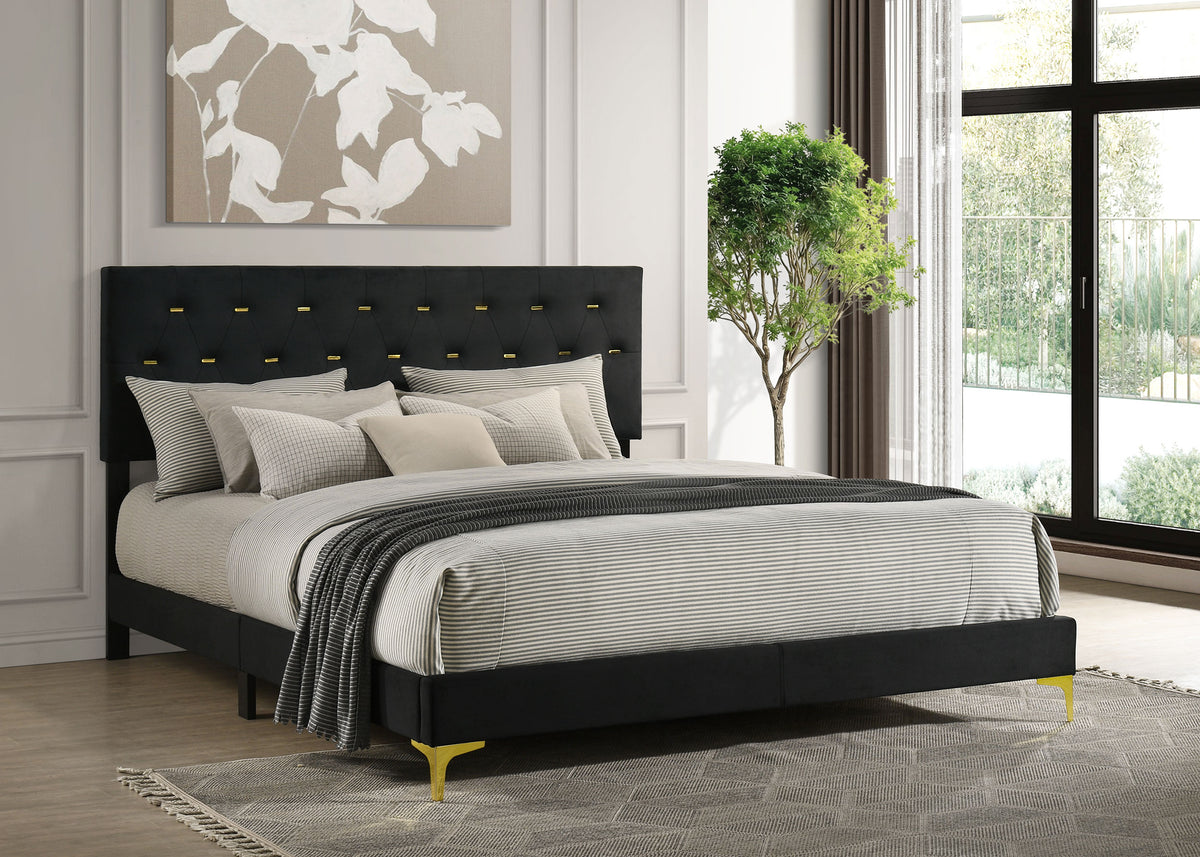 Kendall Upholstered Panel Bed - California King, Black