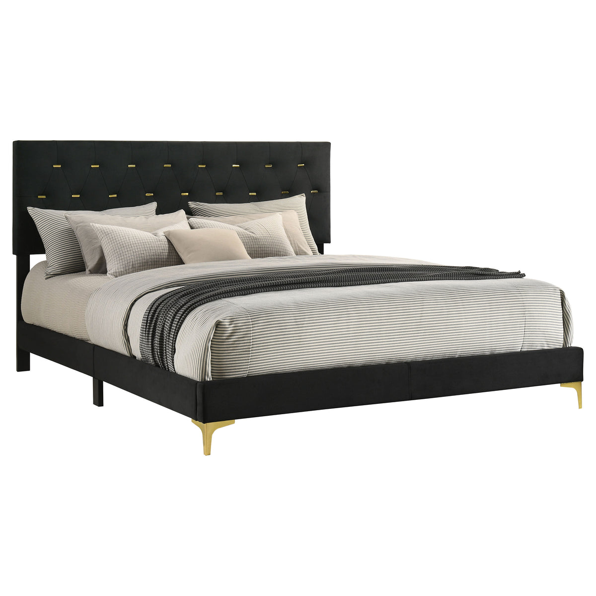 Kendall Upholstered Panel Bed - California King, Black
