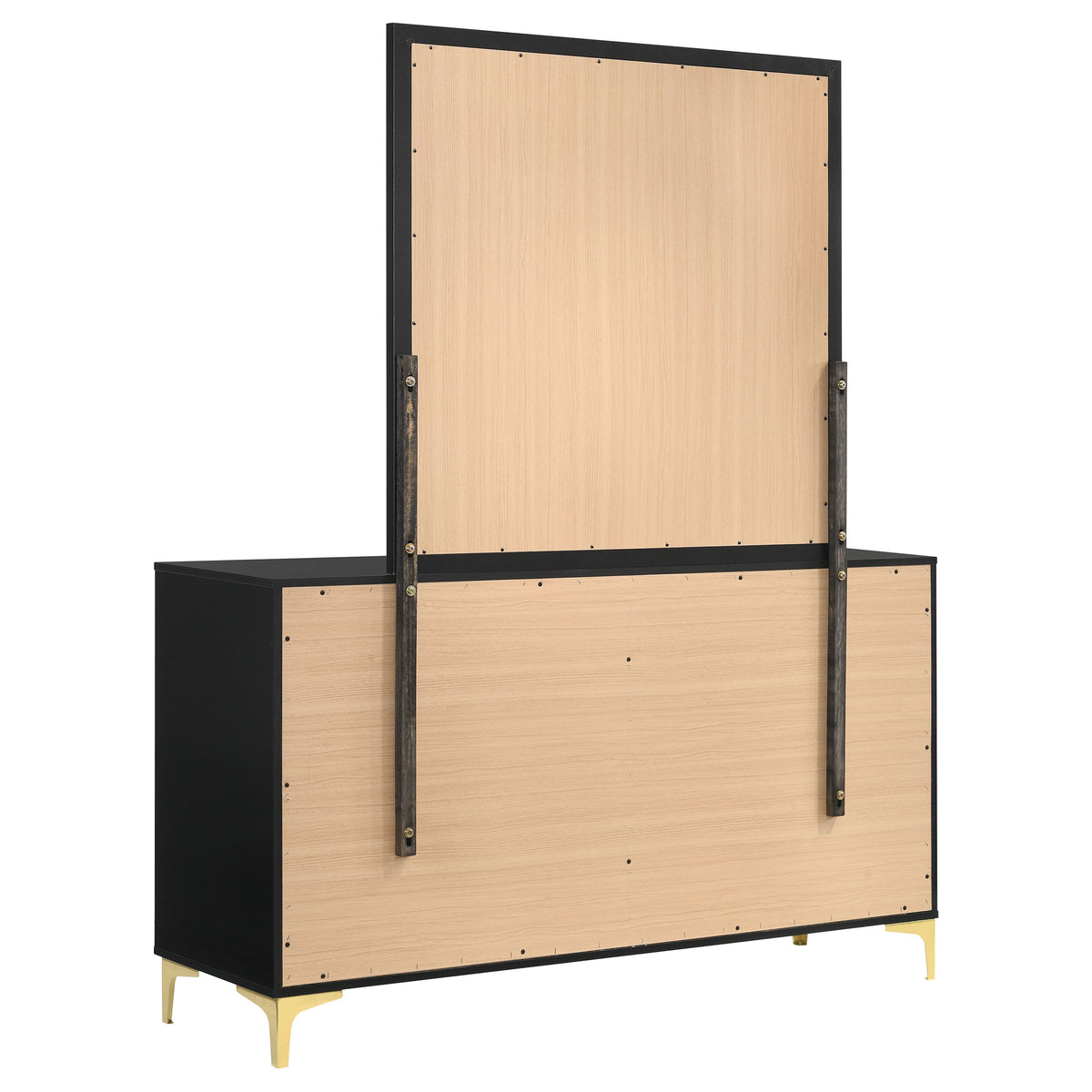 Kendall 6-drawer Dresser - Black, With Mirror