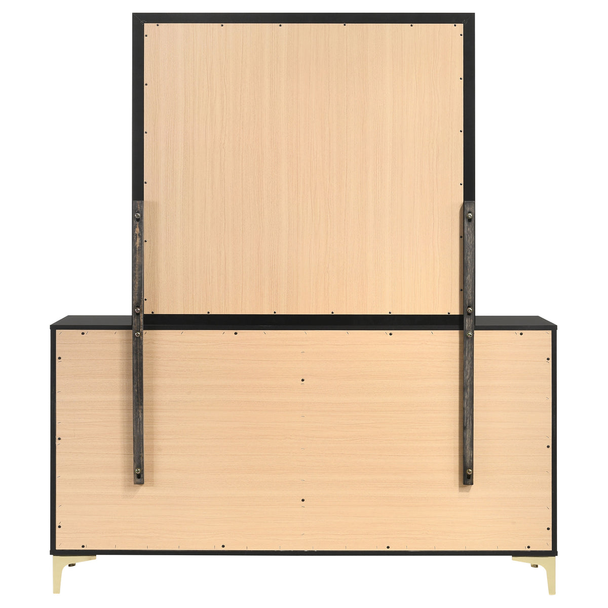 Kendall 6-drawer Dresser - Black, With Mirror