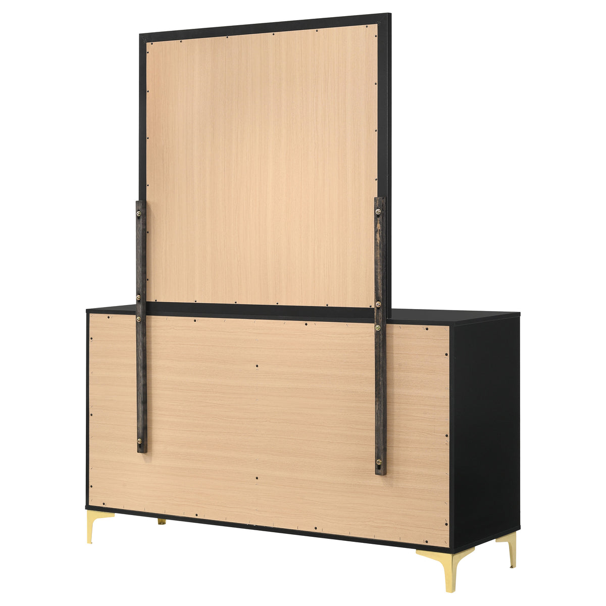 Kendall 6-drawer Dresser - Black, With Mirror