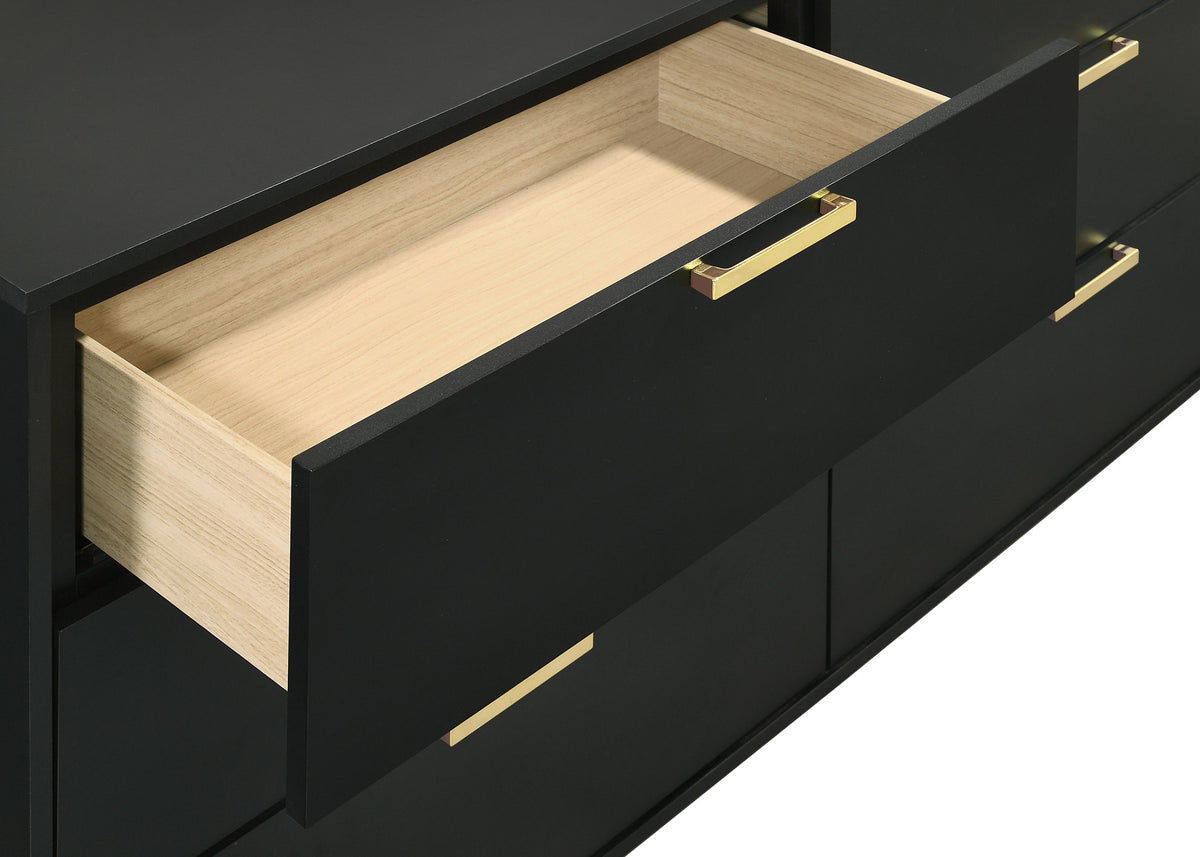 Kendall 6-drawer Dresser - Black, With Mirror