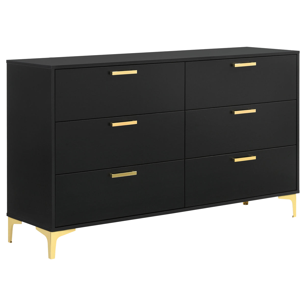 Kendall 6-drawer Dresser - Black, Without Mirror