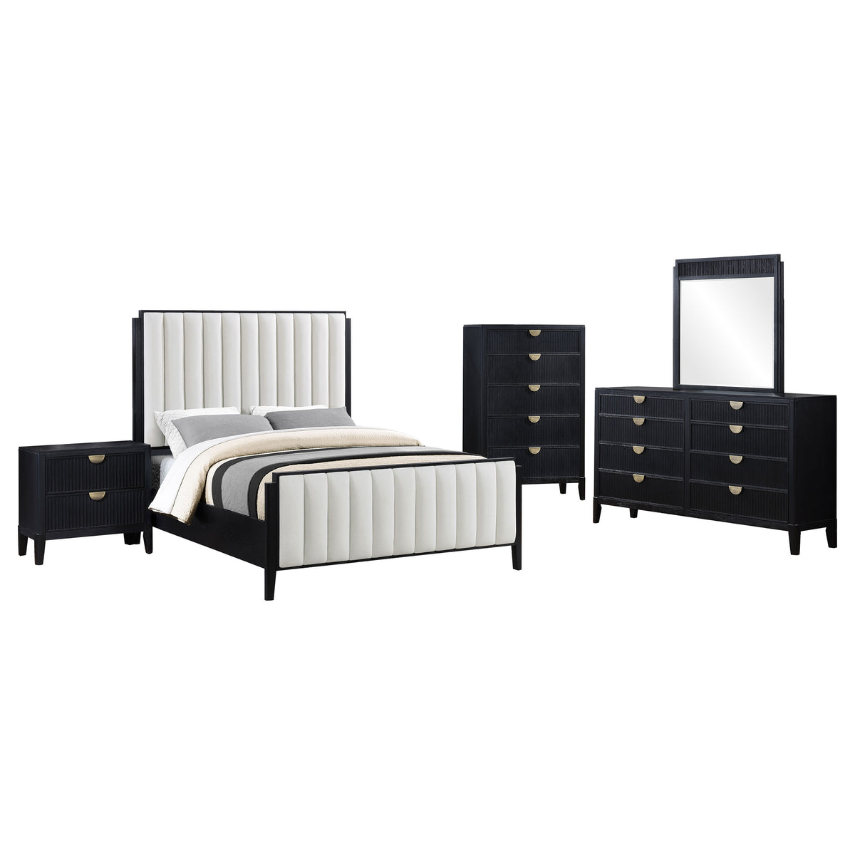 Brookmead 5-piece Upholstered Bedroom Set Black - California King