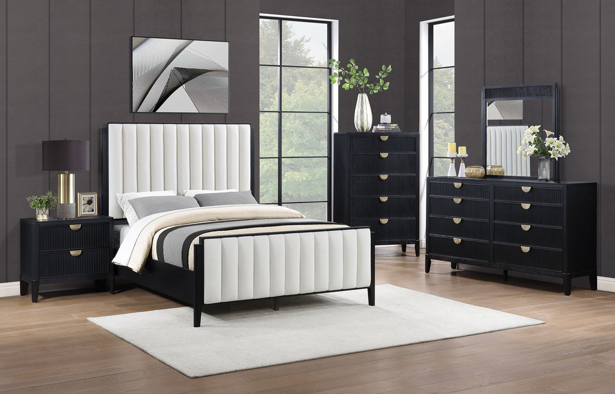 Brookmead 5-piece Upholstered Bedroom Set Black - Queen