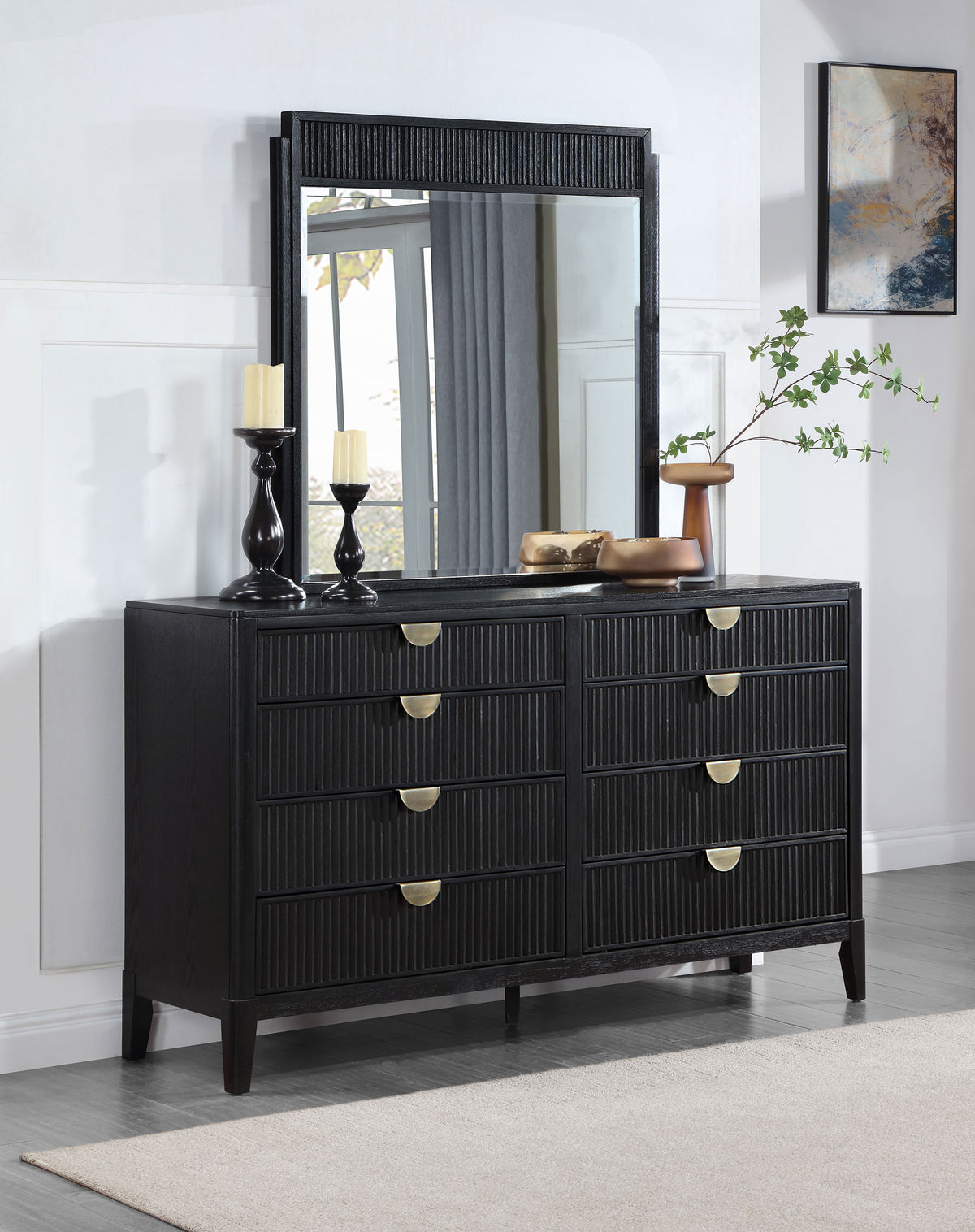 Brookmead 8-drawer Dresser Black - With Mirror