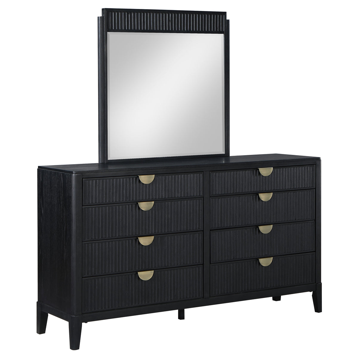 Brookmead 8-drawer Dresser Black - With Mirror