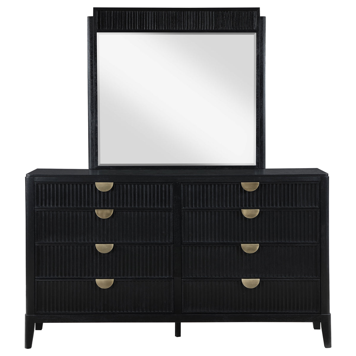 Brookmead 8-drawer Dresser Black - With Mirror