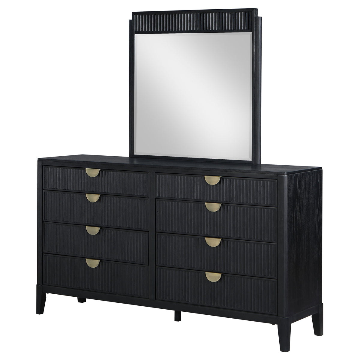 Brookmead 8-drawer Dresser Black - With Mirror