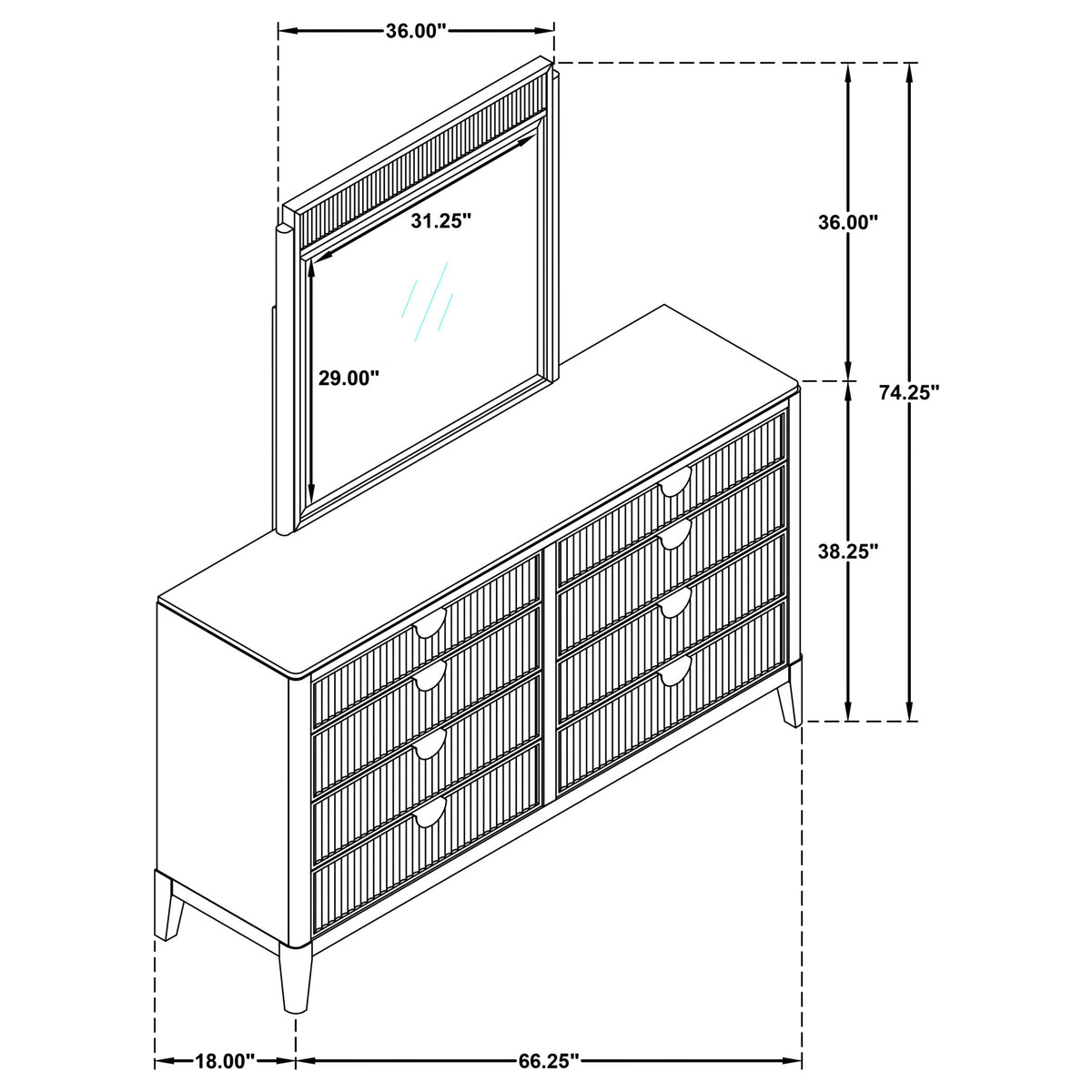 Brookmead 8-drawer Dresser Black - With Mirror
