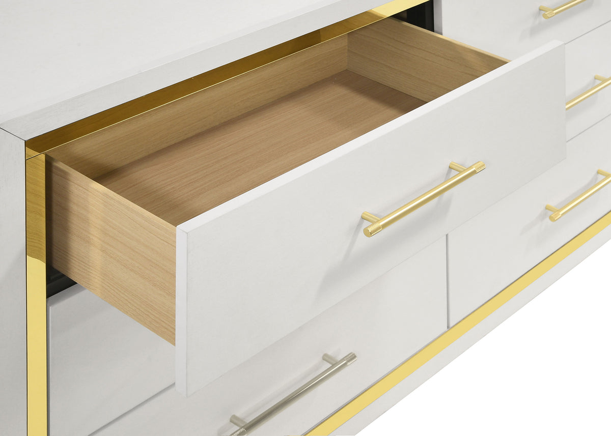 Lucia 5-piece Bedroom Set - Queen, Beige and White