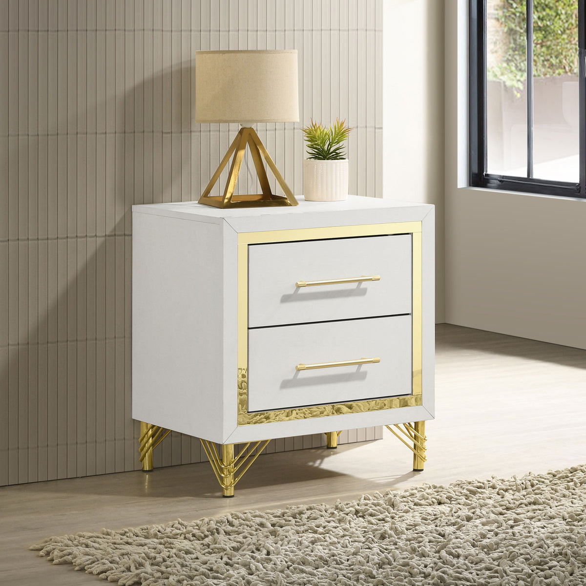 Lucia 2-drawer Nightstand Bedside Table - White