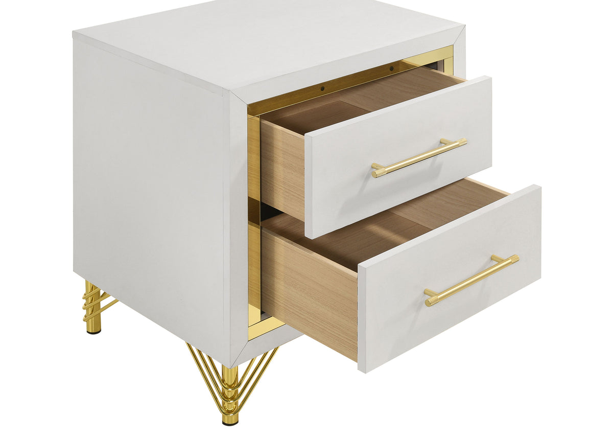 Lucia 2-drawer Nightstand Bedside Table - White