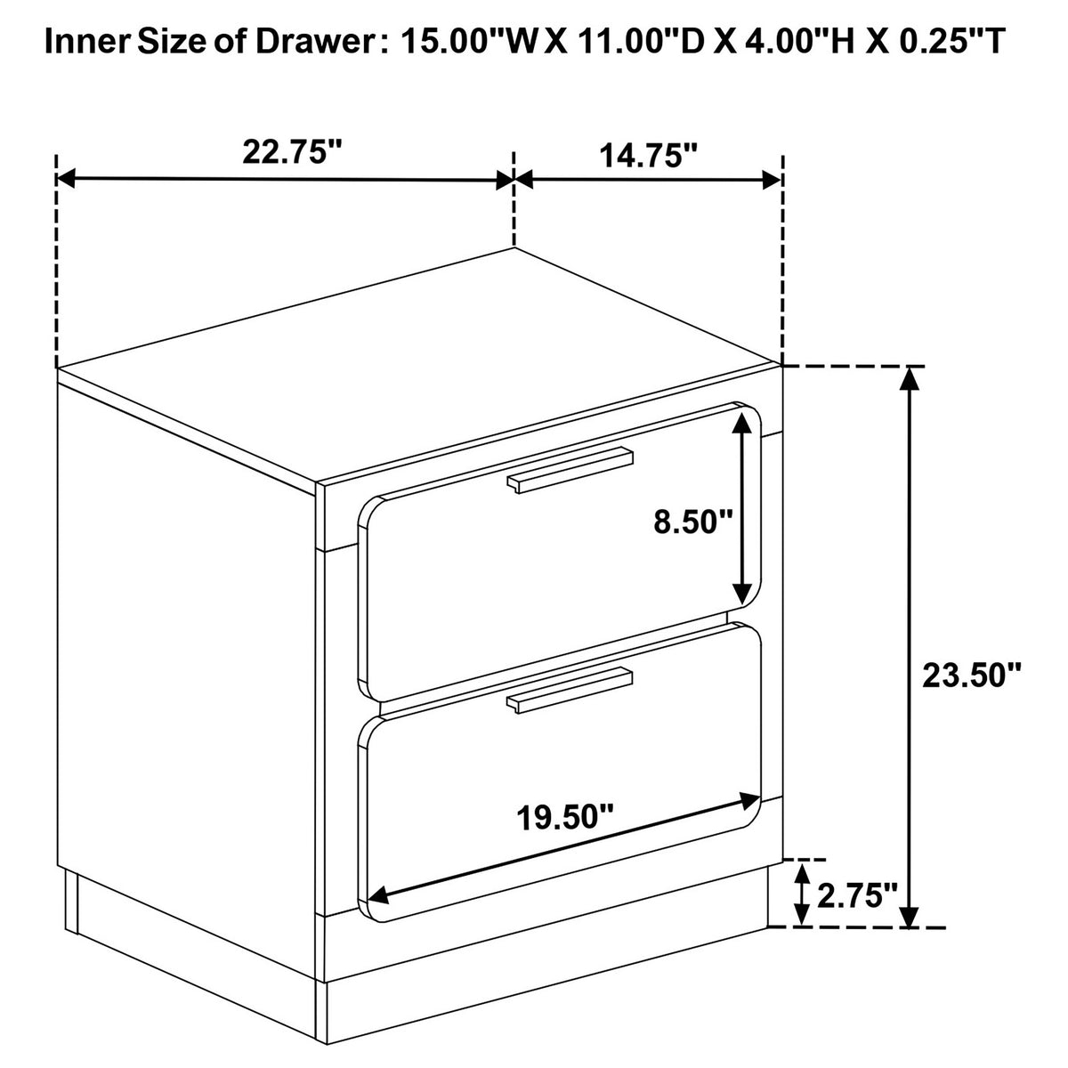 Caraway 2-drawer Nightstand - White