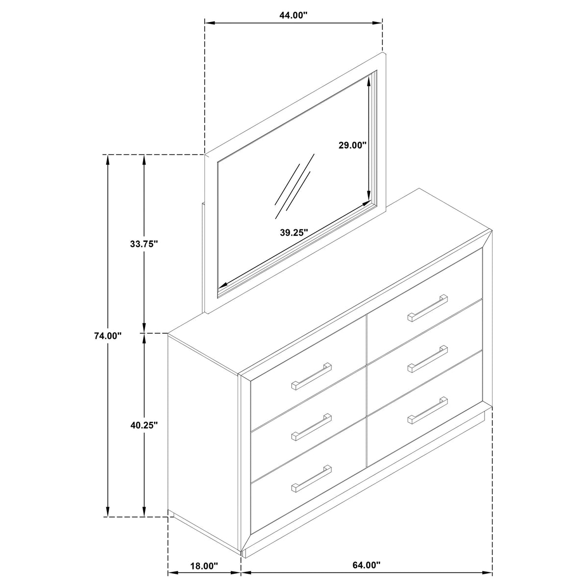 Kenora 6-drawer Dresser Barley Brown - With Mirror