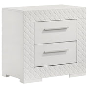 Ives 2-drawer Nightstand Bedside Table High Gloss - White High Gloss