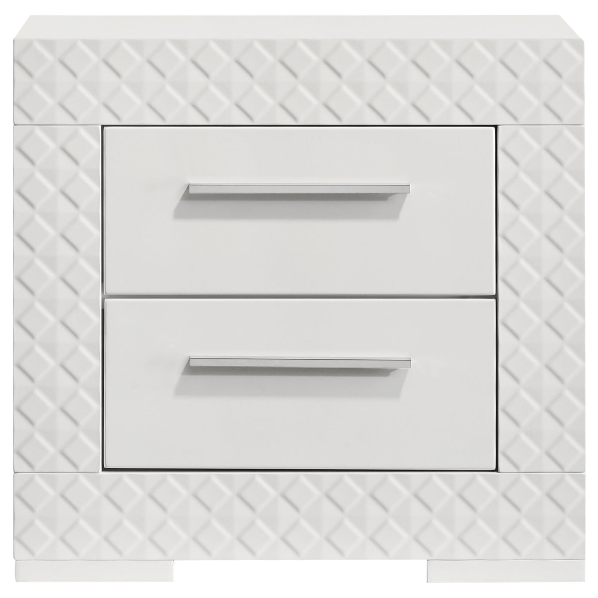 Ives 2-drawer Nightstand Bedside Table High Gloss - White High Gloss