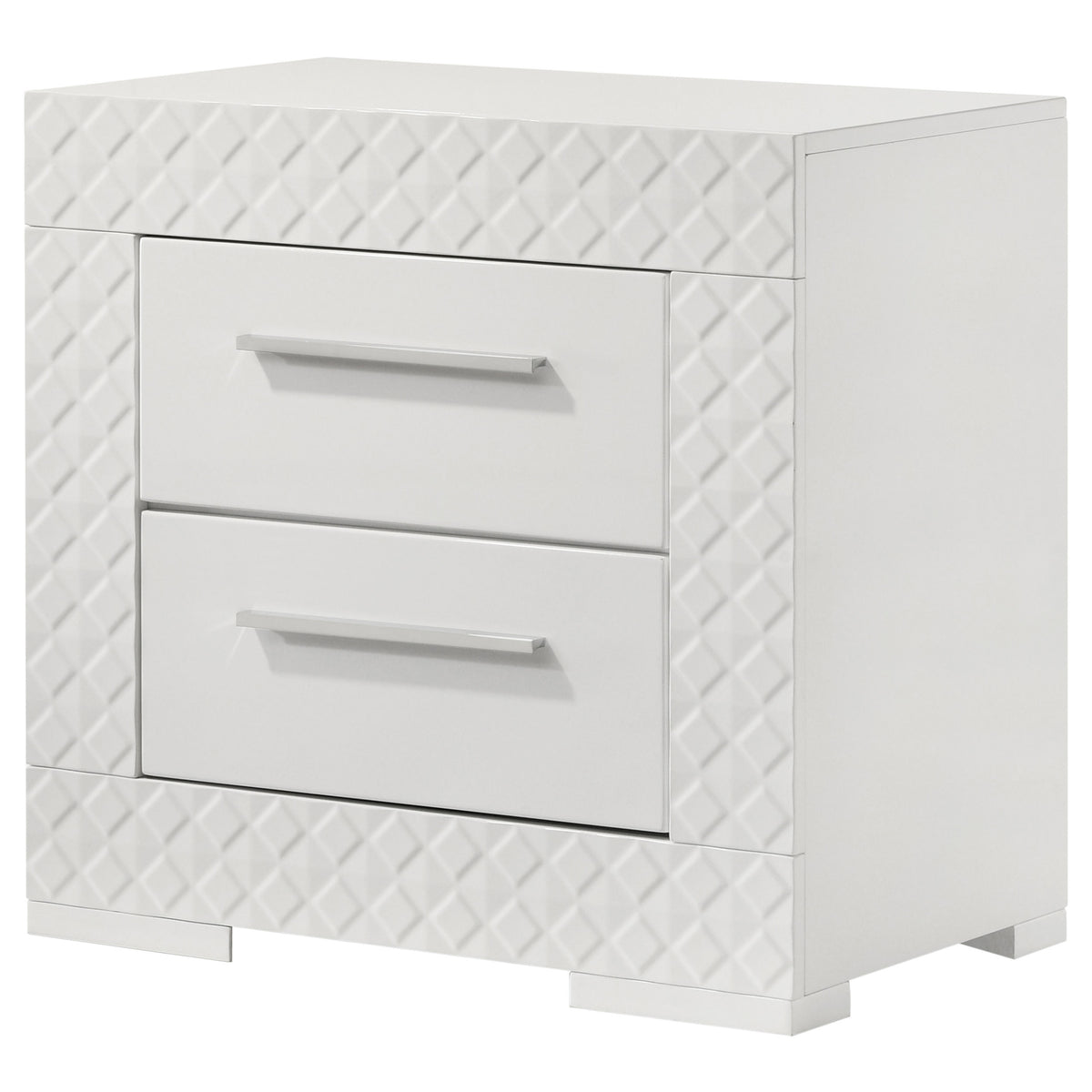 Ives 2-drawer Nightstand Bedside Table High Gloss - White High Gloss