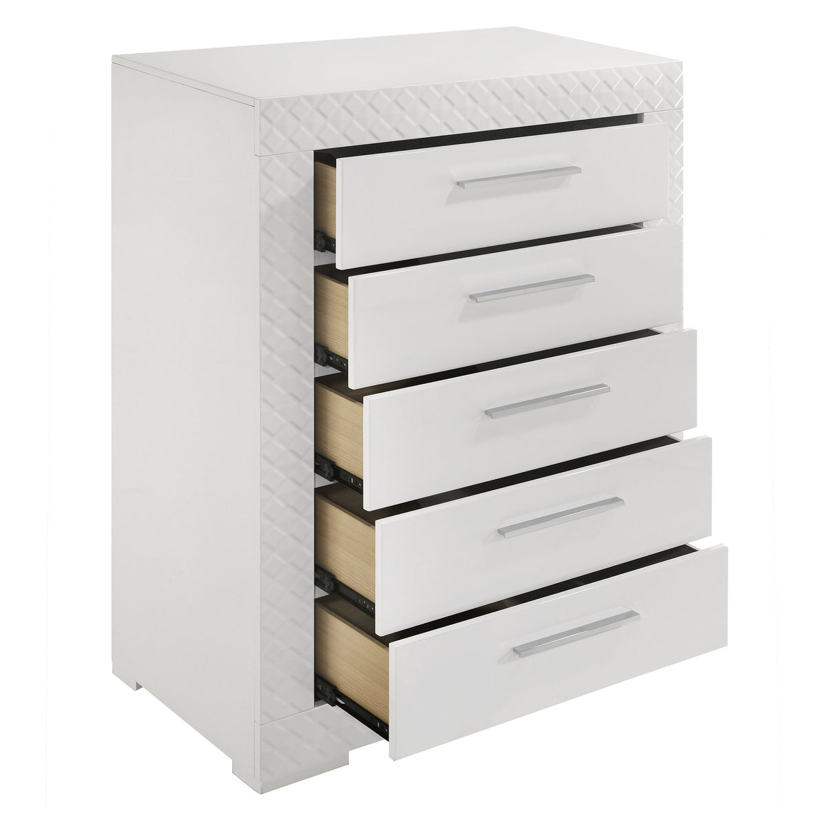 Ives 5-drawer Bedroom Chest of Drawers High Gloss - White High Gloss
