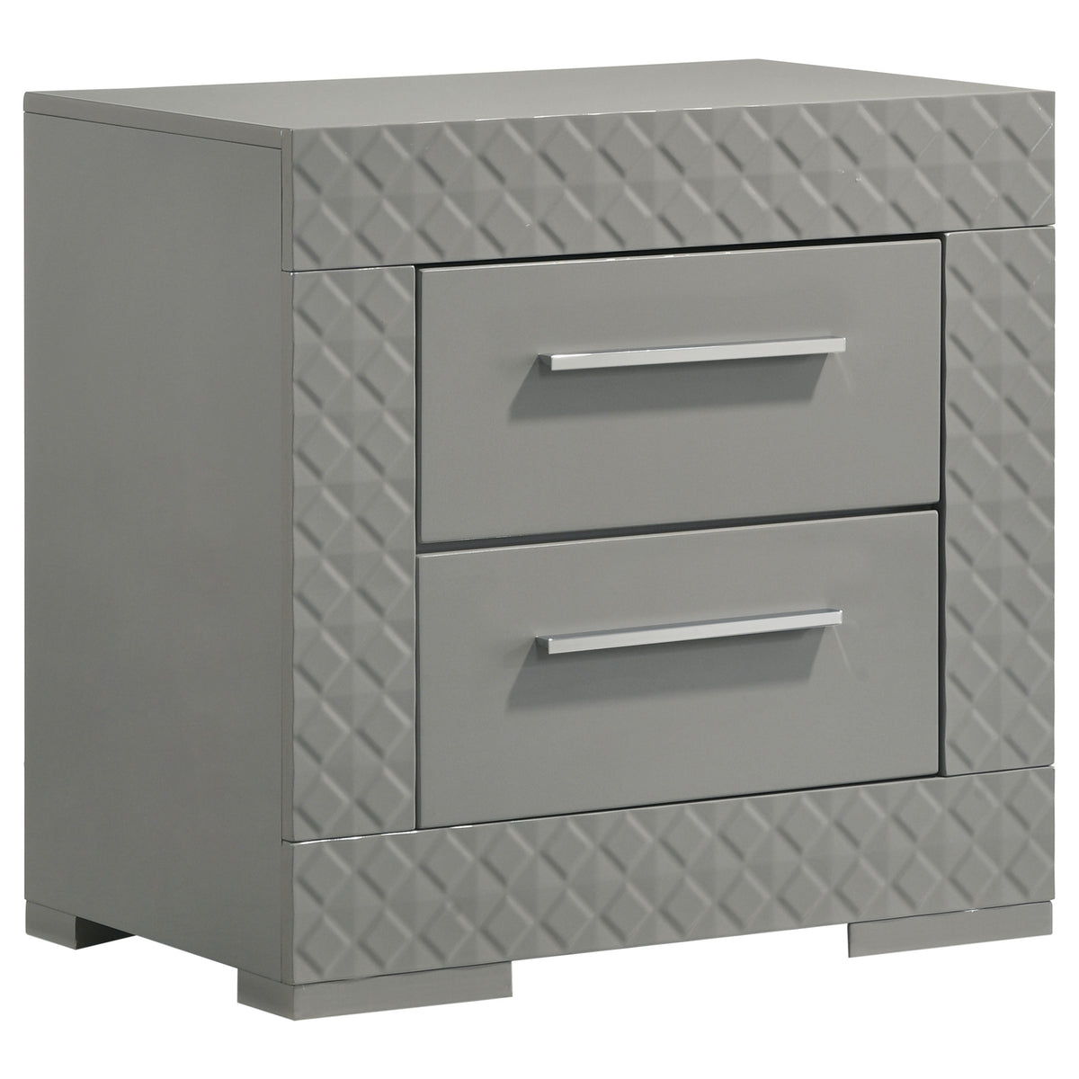 Ives 4-piece Bedroom Set High Gloss - Eastern King, Grey High Gloss
