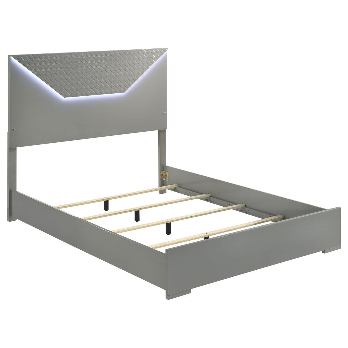 Ives 4-piece Bedroom Set High Gloss - Queen, Grey High Gloss