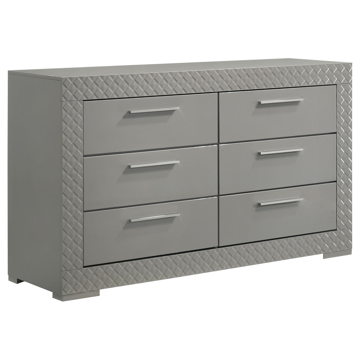 Ives 4-piece Bedroom Set High Gloss - Queen, Grey High Gloss