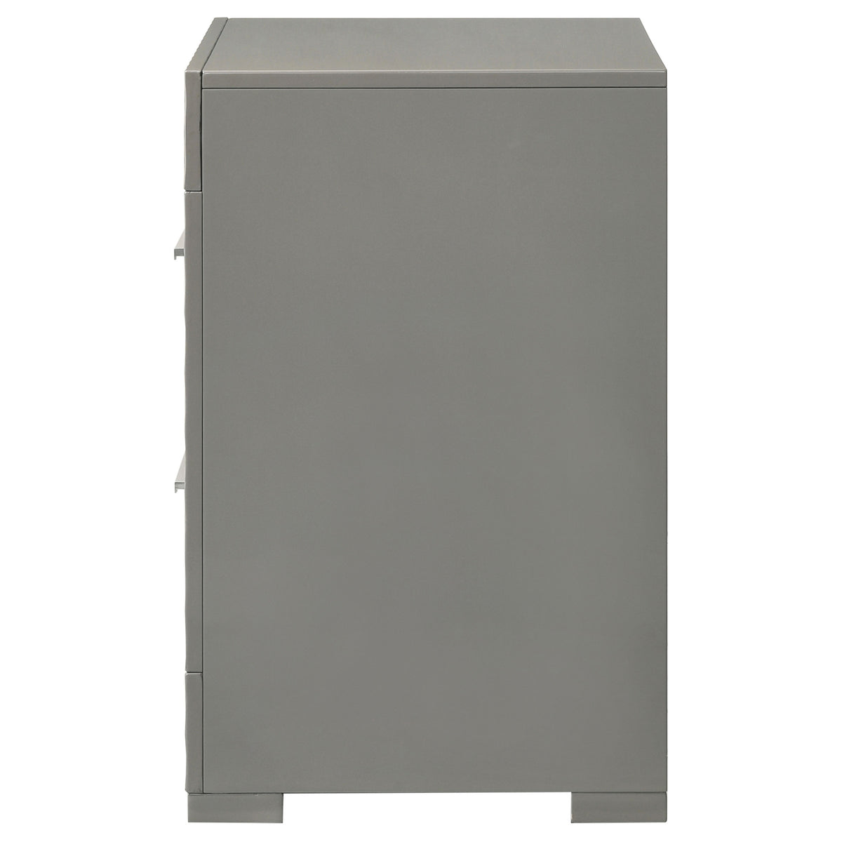 Ives 2-drawer Nightstand Bedside Table High Gloss - Grey High Gloss