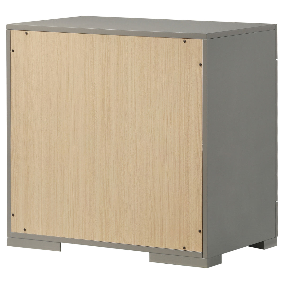 Ives 2-drawer Nightstand Bedside Table High Gloss - Grey High Gloss
