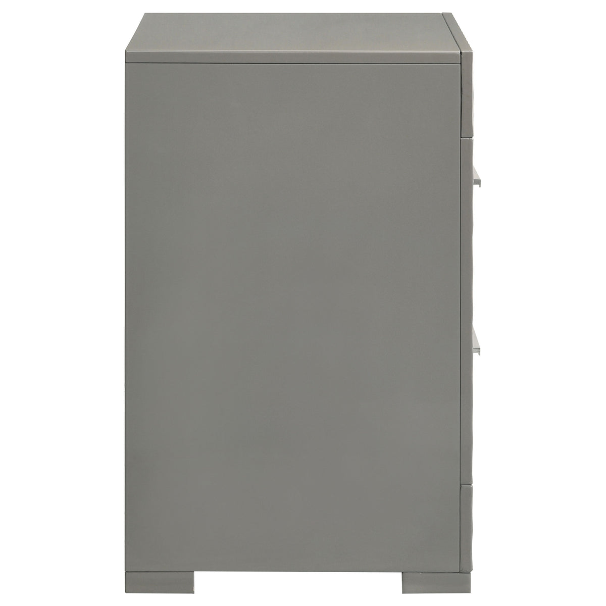 Ives 2-drawer Nightstand Bedside Table High Gloss - Grey High Gloss