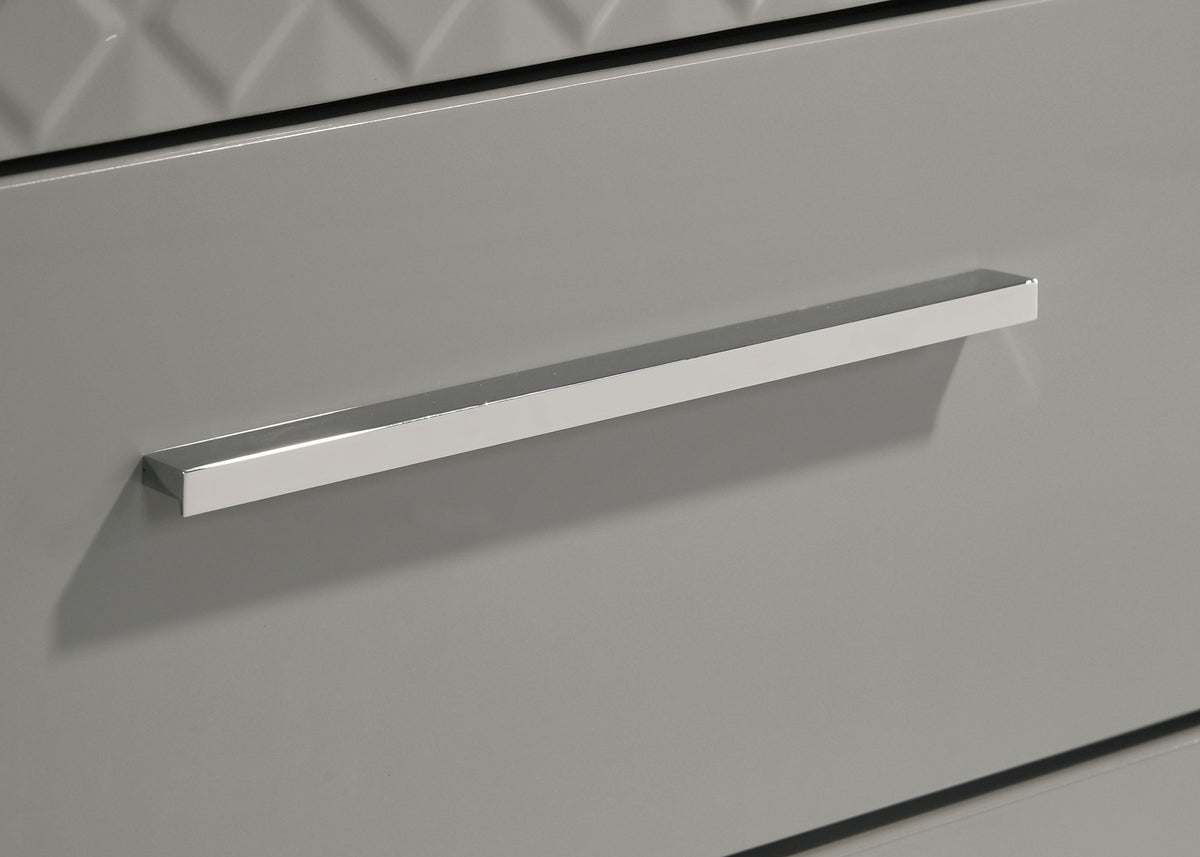 Ives 2-drawer Nightstand Bedside Table High Gloss - Grey High Gloss