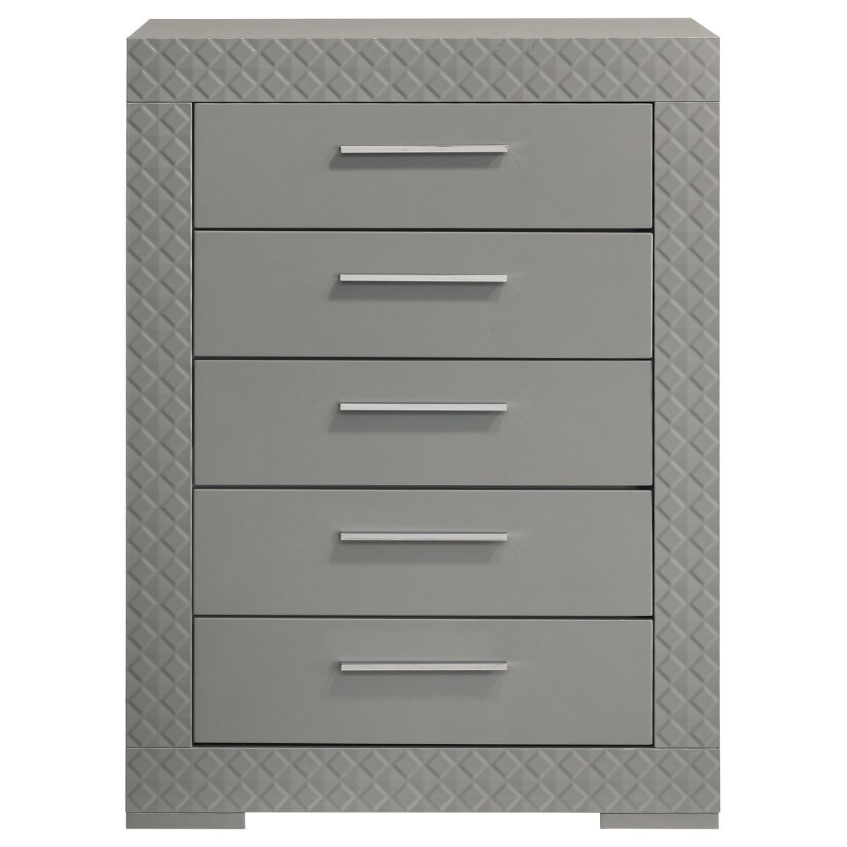 Ives 5-drawer Bedroom Chest of Drawers High Gloss - Grey High Gloss