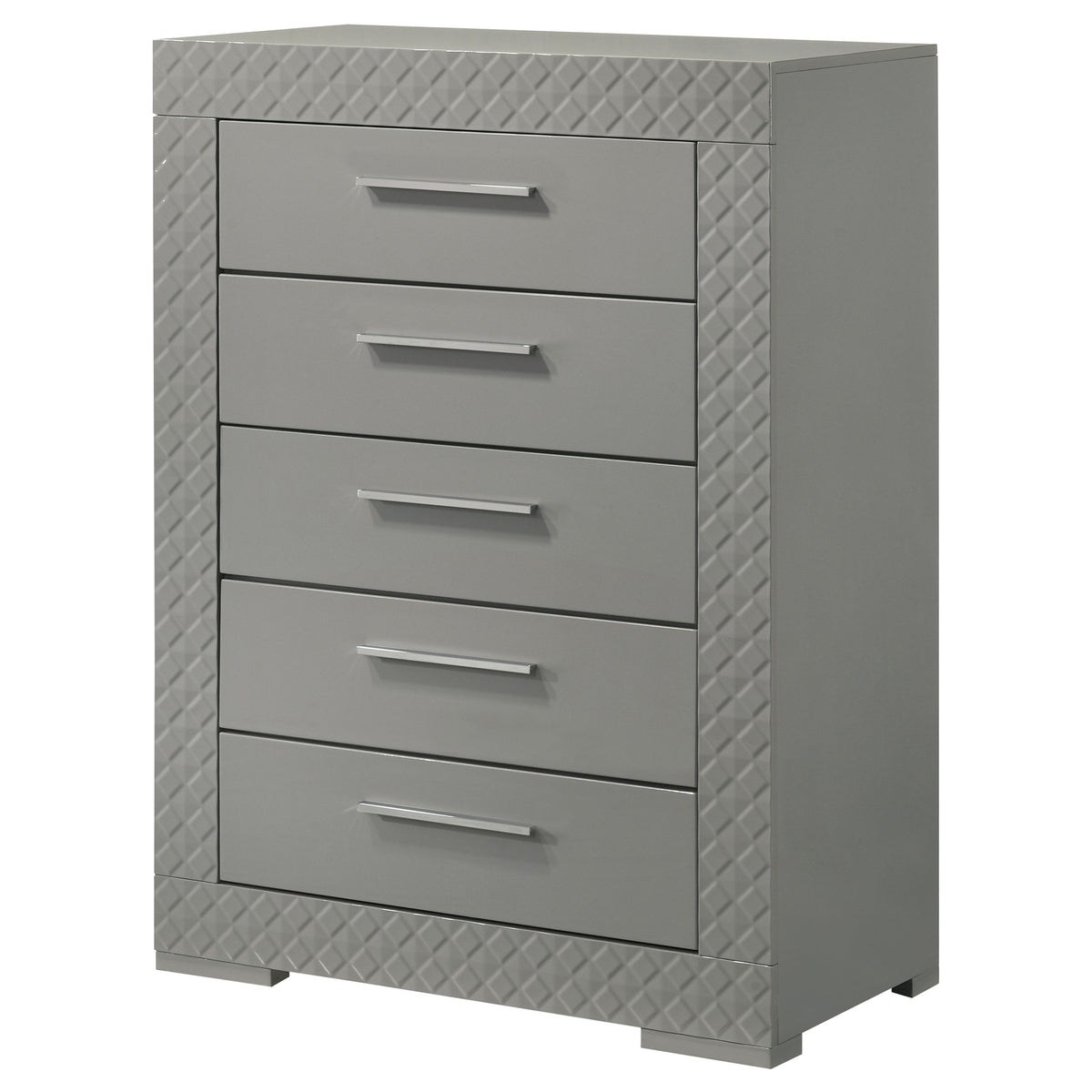 Ives 5-drawer Bedroom Chest of Drawers High Gloss - Grey High Gloss