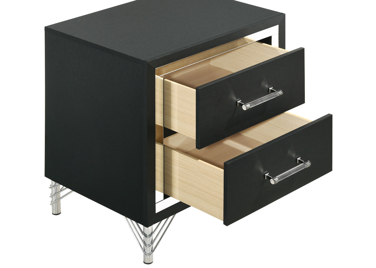 Lucia 2-drawer Nightstand Bedside Table - Black