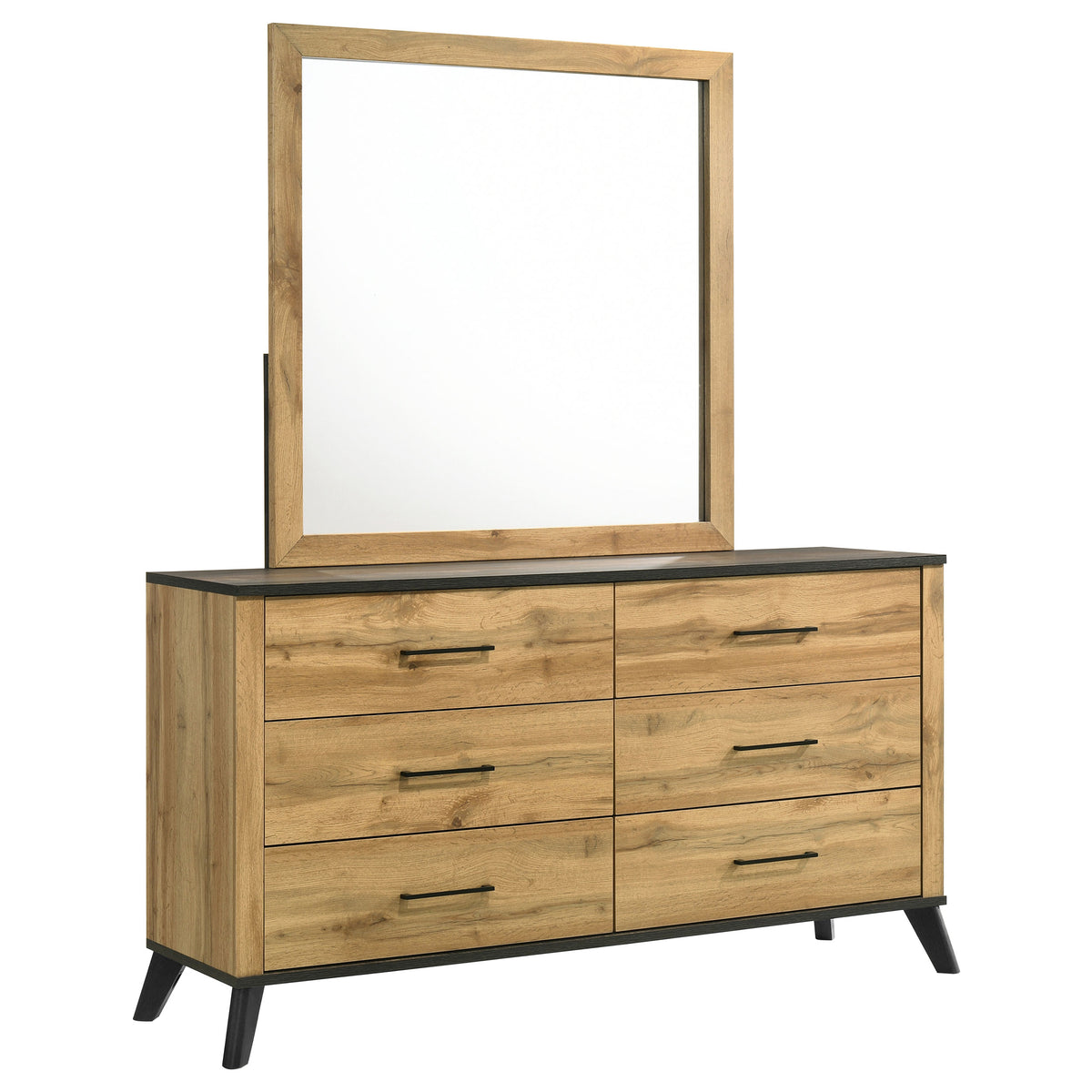 Kaywood 6-drawer Dresser Natural Pine - With Mirror