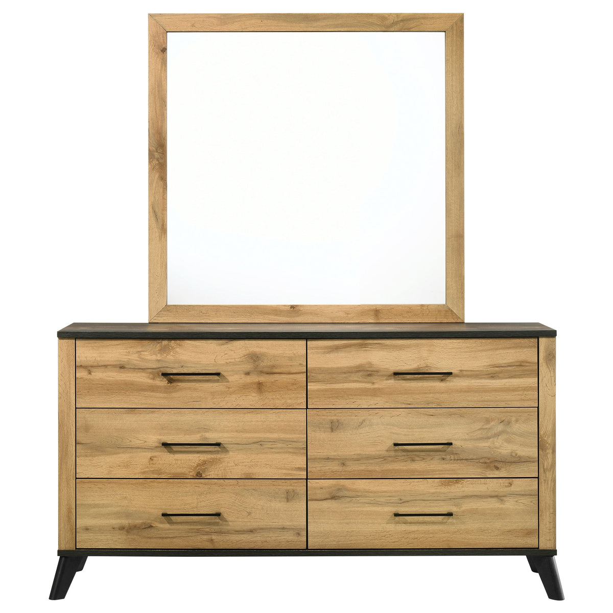 Kaywood 6-drawer Dresser Natural Pine - With Mirror