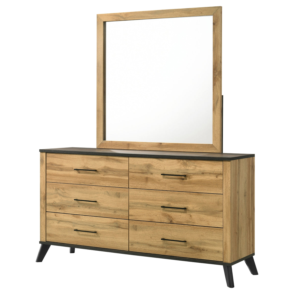 Kaywood 6-drawer Dresser Natural Pine - With Mirror