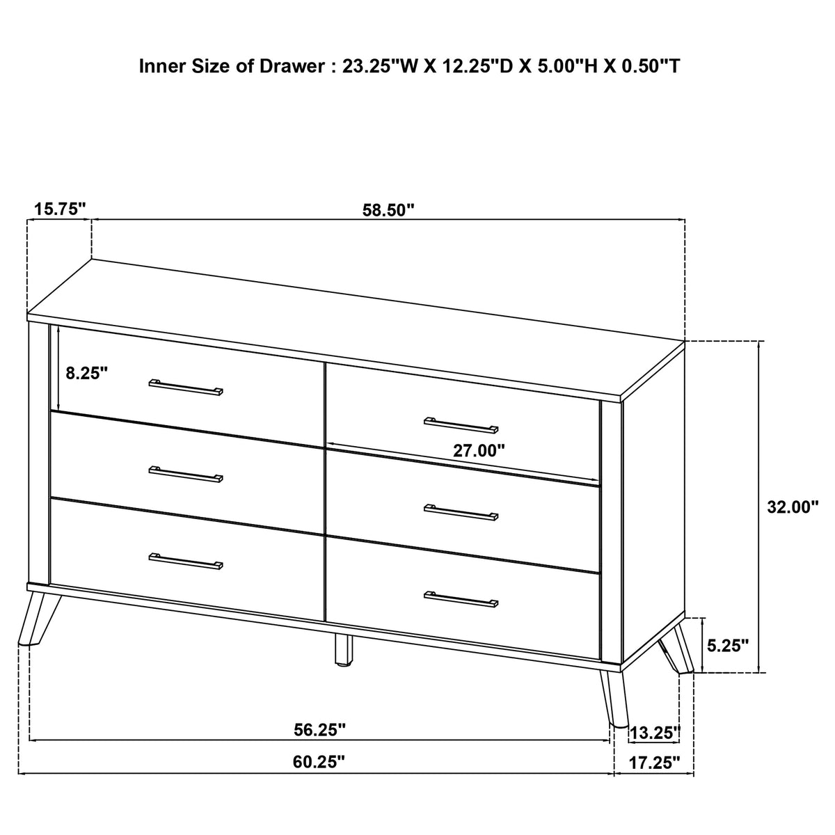 Kaywood 6-drawer Dresser Natural Pine - Without Mirror