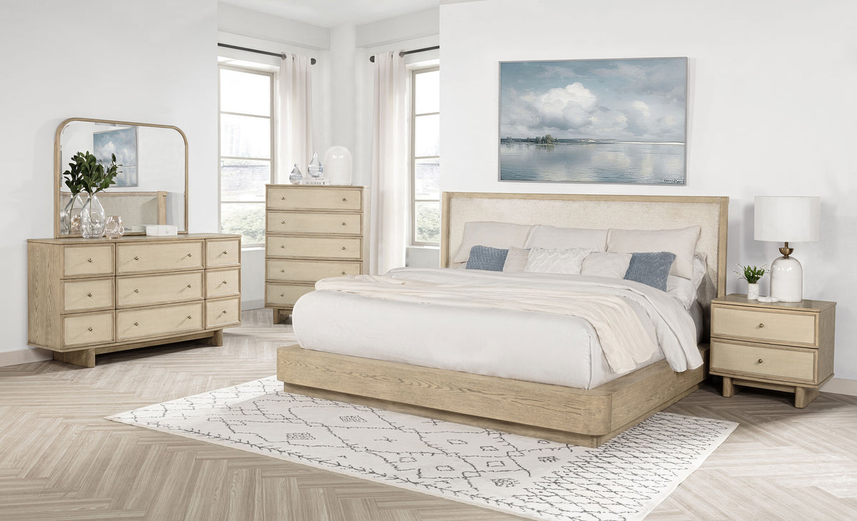 Kailani 52-inch Wingback Bed Beige Oak - Eastern King