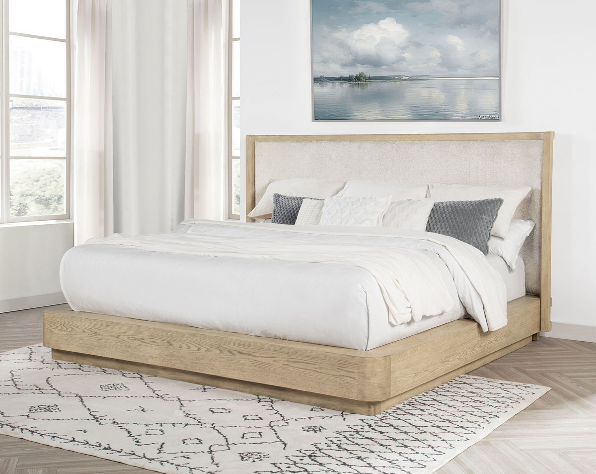 Kailani 52-inch Wingback Bed Beige Oak - Queen