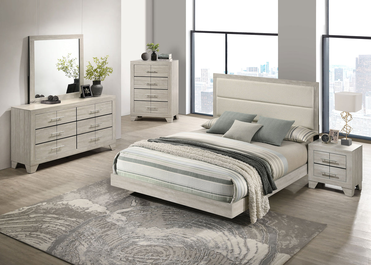 Trenton 54-inch Wood Panel Bed Rustic Cream - Full