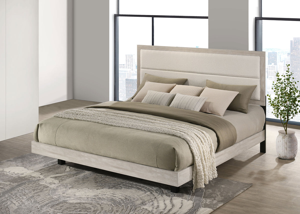 Trenton 54-inch Wood Panel Bed Rustic Cream - Eastern King